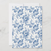 Invitation Mariage vintage Floral Toile Bleu (Dos)