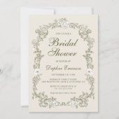 Invitation Mariage Vintage Floral Vert (Devant)