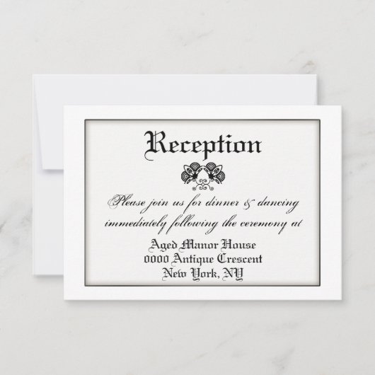Invitation Mariage vintage formel noir blanc (Devant)