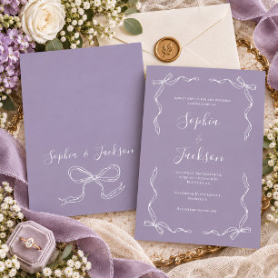 Invitation Mariage Vintage Français Fleur de Lilas Violet Des