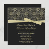 Invitation Mariage vintage Gold Black Damask Post (Devant / Derrière)