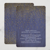 Invitation Mariage vintage Gold Confetti (Devant / Derrière)