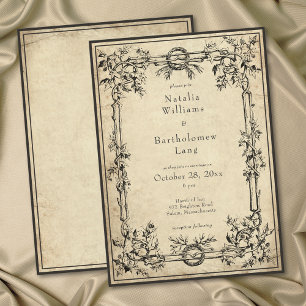 Invitation Mariage Vintage Gothique Médiéval sur Parchemin de