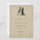 Invitation Mariage Vintage Gothique Toile Marron (Devant)