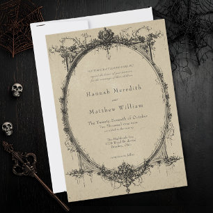 Invitation Mariage Vintage Gothique Toile Noir Tan