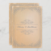 Invitation Mariage vintage gris affligé de rouleau de (Devant / Derrière)