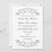 Invitation Mariage vintage Gris Charbon (Devant)