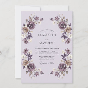Invitation Mariage Vintage Lavande Poli