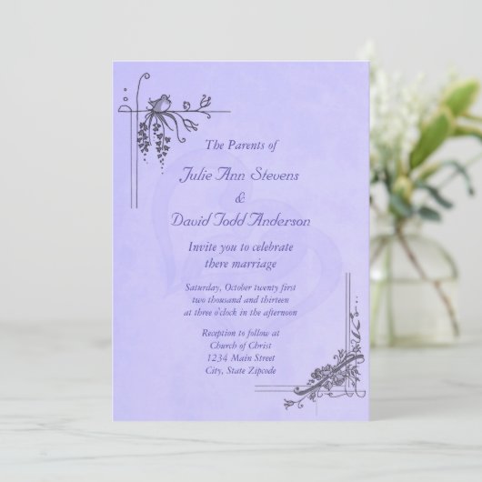 Invitation Mariage vintage Lavender (Debout devant)