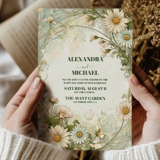 Invitation Mariage vintage Marguerite Daisies