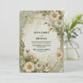 Invitation Mariage vintage Marguerite Daisies (Debout devant)