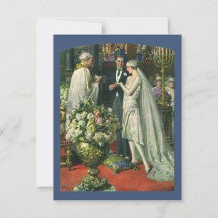 Invitation Mariage Vintage, Mariée et Marié avec Ménorah