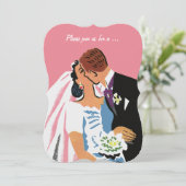 Invitation Mariage Vintage, Mariée Rétro, Enterrement de Vie  (Debout devant)