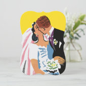 Invitation Mariage Vintage, Mariée Rétro Fête de Fiançailles (Debout devant)