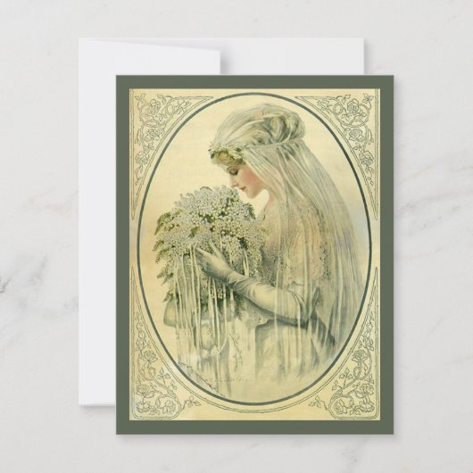 Invitation Mariage Vintage, Mariée Victorienne, Sauvegarder l (Devant)