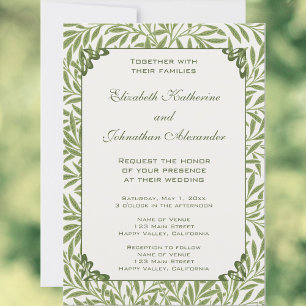 Invitation Mariage Vintage, Motif de feuilles de saule victor