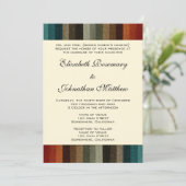 Invitation Mariage Vintage, motif rayures chaudes d'automne (Debout devant)