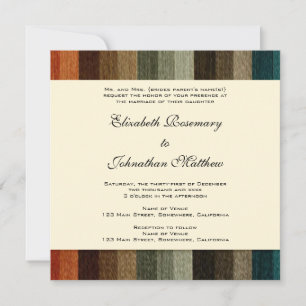 Invitation Mariage Vintage, Motif Rayures Chaudes d'Automne