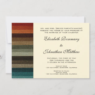 Invitation Mariage Vintage, Motif Rayures Chaudes d'Automne
