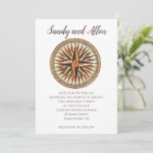 Invitation Mariage vintage Nautique Personnalisé Compass (Debout devant)