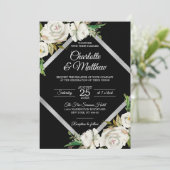 Invitation Mariage Vintage noir blanc + détails RSVP (Debout devant)