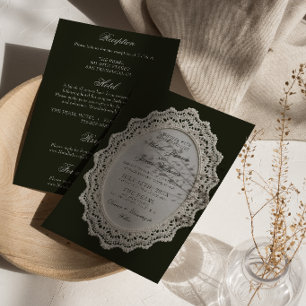 Invitation Mariage Vintage Noir Et Blanc Dentelle Tout En Un