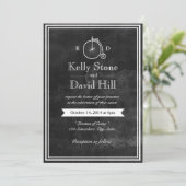 Invitation Mariage Vintage Old Bike Hipster Chalkboard (Debout devant)