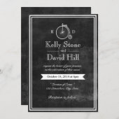 Invitation Mariage Vintage Old Bike Hipster Chalkboard (Devant / Derrière)