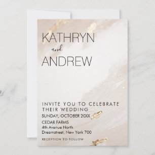 Invitation Mariage Vintage Or Beige