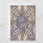Invitation Mariage Vintage Or Crête Monogramme Violet (Dos)