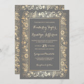 Invitation Mariage Vintage or élégant (Devant / Derrière)