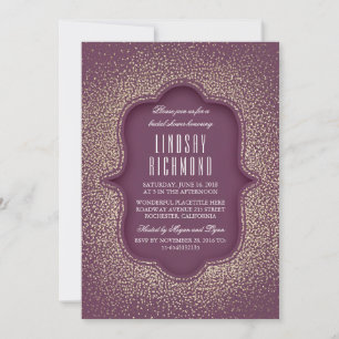 Invitation Mariage Vintage Or Paillettes Prune