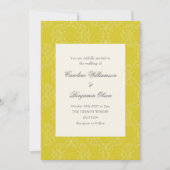 Invitation Mariage vintage Orné Damas Jaune Élégant (Devant)