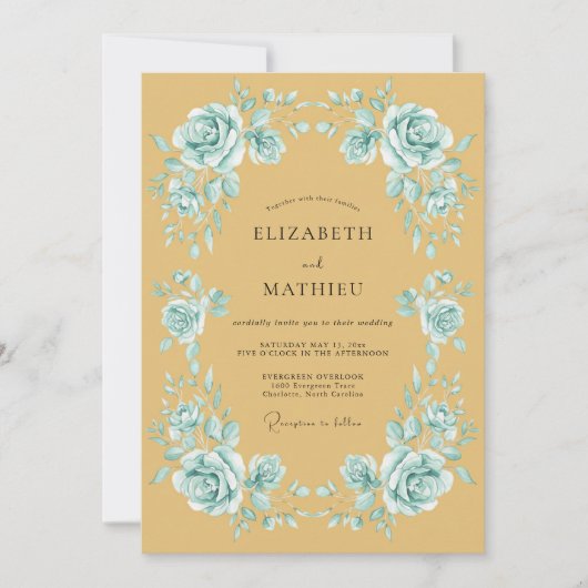 Invitation Mariage Vintage Orné Moutarde (Devant)