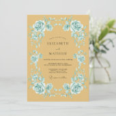 Invitation Mariage Vintage Orné Moutarde (Debout devant)