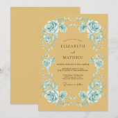 Invitation Mariage Vintage Orné Moutarde (Devant / Derrière)