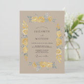 Invitation Mariage Vintage Painterly Jaune (Debout devant)
