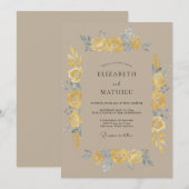 Invitation Mariage Vintage Painterly Jaune (Devant / Derrière)