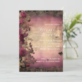 Invitation Mariage Vintage Parchemin & Rose (Debout devant)