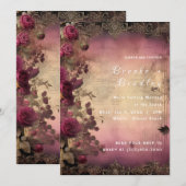 Invitation Mariage Vintage Parchemin & Rose (Devant / Derrière)