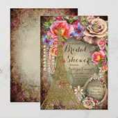 Invitation Mariage Vintage Paris Bain de Champagne Rose (Devant / Derrière)