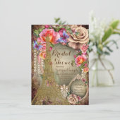 Invitation Mariage Vintage Paris Bain de Champagne Rose (Debout devant)