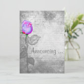 Invitation Mariage vintage pourpre Rosebud (Debout devant)