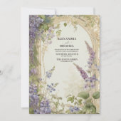 Invitation Mariage vintage pourpre William Morris (Devant)