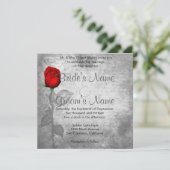 Invitation Mariage vintage Red Rose (Debout devant)