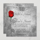 Invitation Mariage vintage Red Rose (Devant / Derrière)