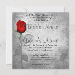 Invitation Mariage vintage Red Rose