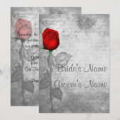 Invitation Mariage vintage Red Rose (Devant / Derrière)