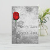 Invitation Mariage vintage Red Rose (Debout devant)