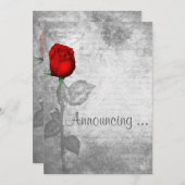 Invitation Mariage vintage Red Rose (Devant / Derrière)